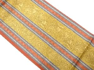 縞に狩猟模様織り出し　袋帯